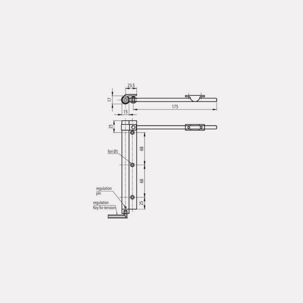 Vzmetno samozapiralo vrat, aluminij, IM088A - slika 2