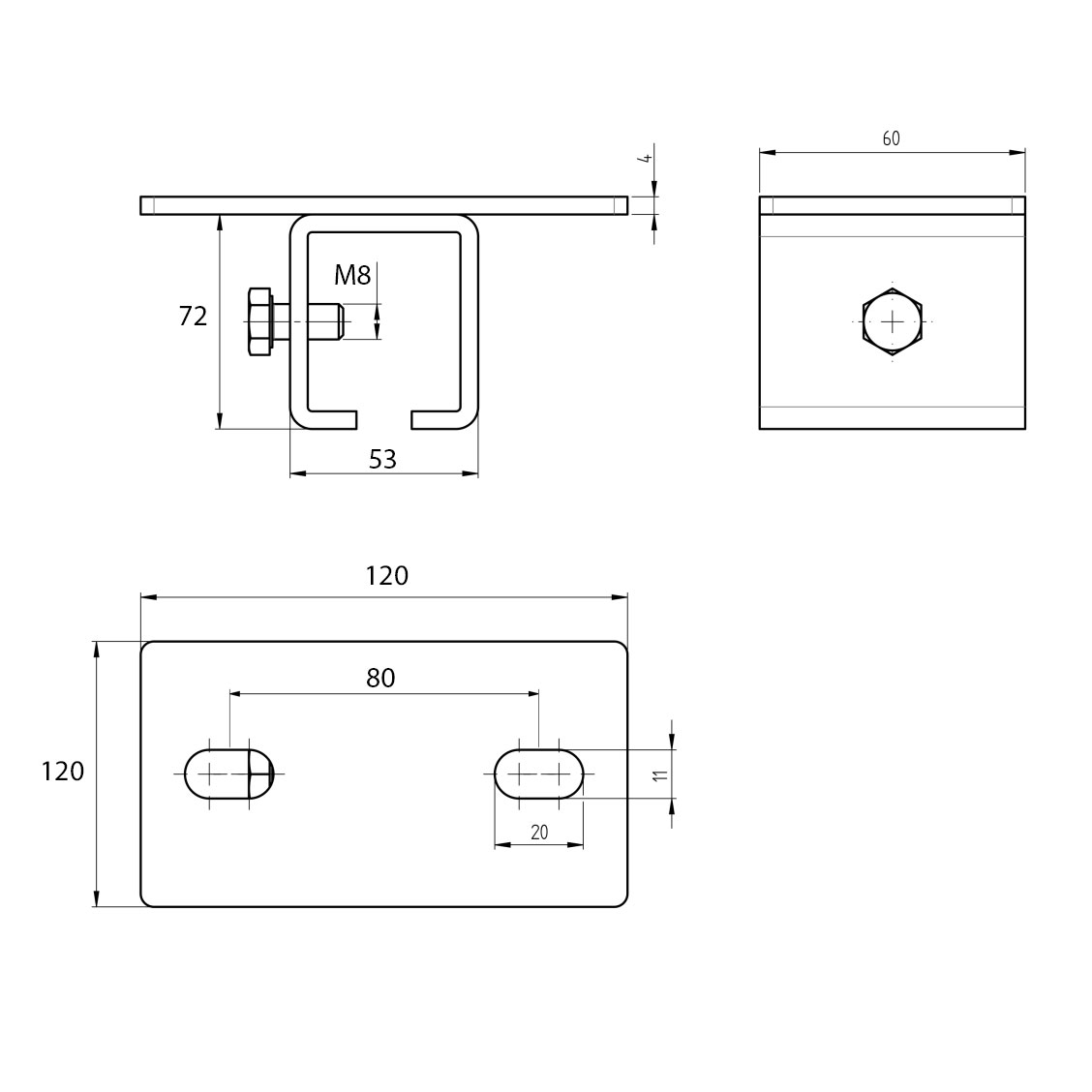 ZGORNJI NOSILEC ZA VODILO 42x54 - slika 2